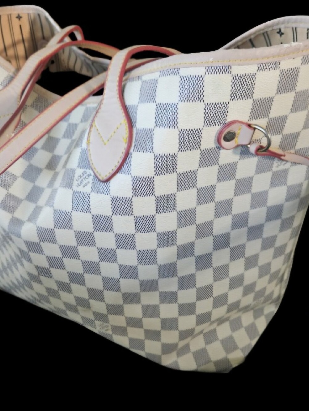 LOUIS VUITTON NEVERFULL Tote Bag. Grey & White Louis Vuitton Handbag